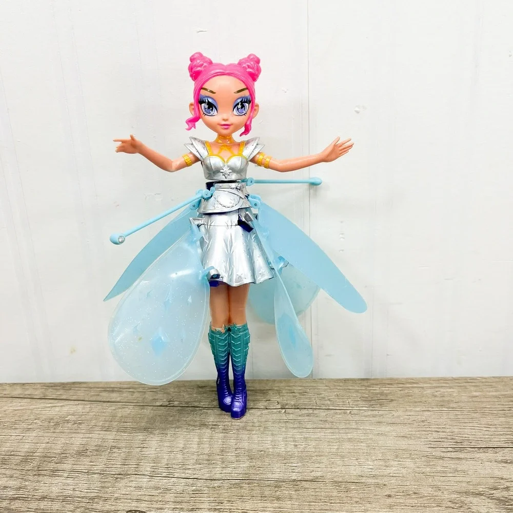 Spin Master Hatchimals Pixies Crystal Flyers Silver Flying Doll Pink Hair Pink